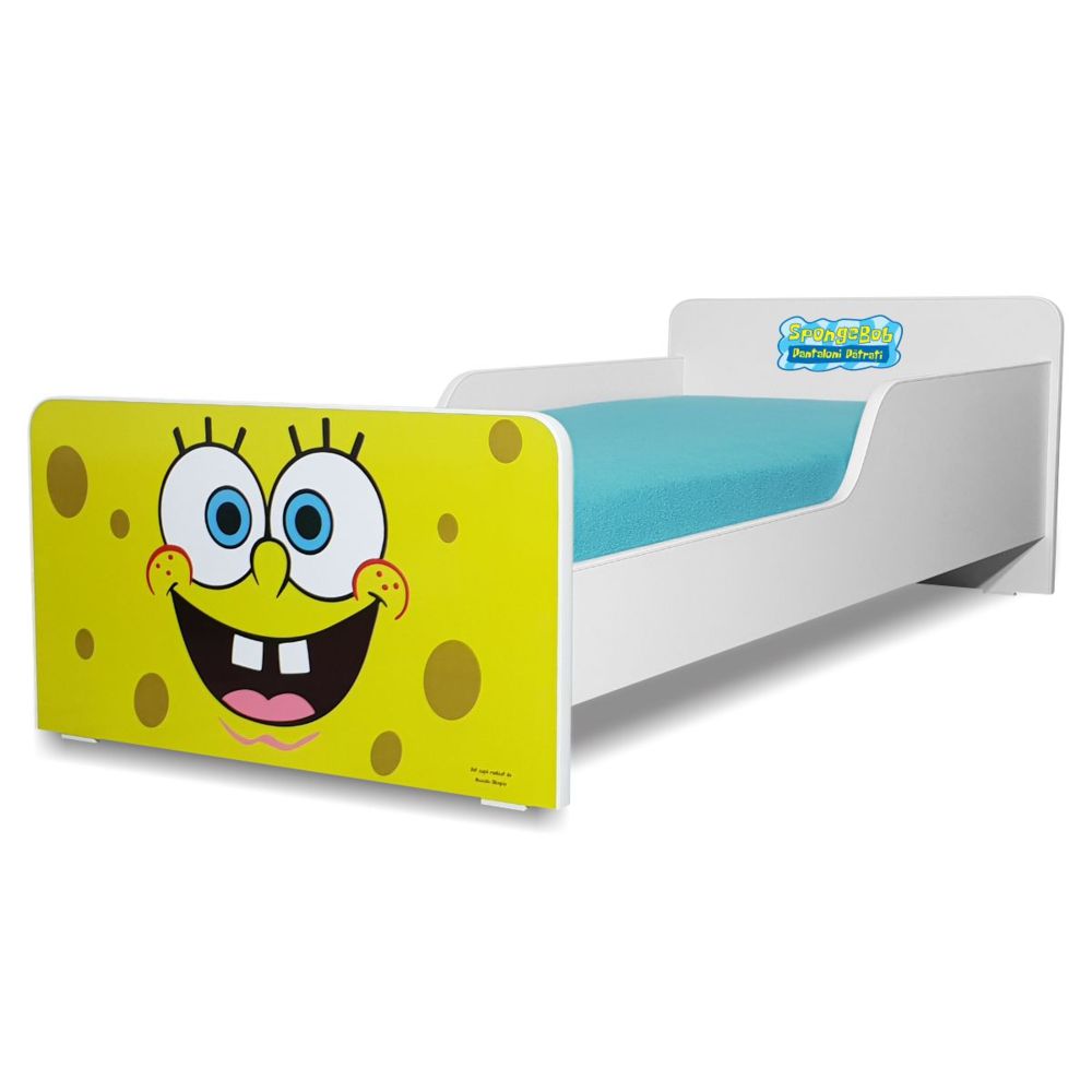 Pat Start Sponge Bob 2-8 ani + saltea 140x70x12 cm + husa impermeabila