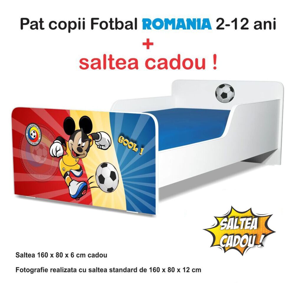 Pat copii Start Fotbal Romania 2-12 ani cu saltea cadou