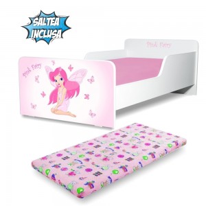 Pat copii Pink Fairy 2-12 ani cu saltea inclusa