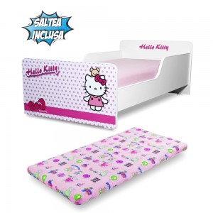 Pat copii Start Hello Kitty 2-8 ani cu saltea inclusa