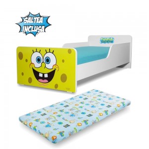 Pat copii Start Sponge Bob 2-12 ani cu saltea inclusa