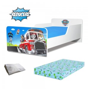 Pat Start Paw Patrol 2 / 2-8 ani + saltea 140x70x12 cm + husa impermeabila