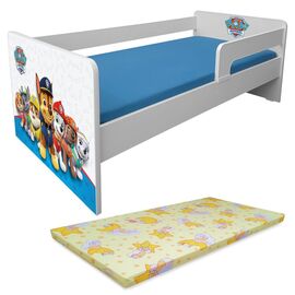 Pat copii Paw Patrol Blue P1L 2-8 ani cu paravane detasabile/interschimbabile + saltea Basic