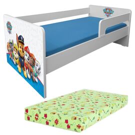 Pat copii Paw Patrol Blue P1L 2-8 ani cu paravane detasabile/interschimbabile + saltea Lux