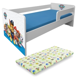 Pat copii Paw Patrol Blue P1L 2-8 ani cu paravane detasabile + saltea cu lana