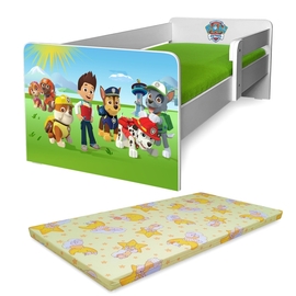 Pat copii Paw Patrol P1 2-12 ani cu paravane detasabile + saltea Basic