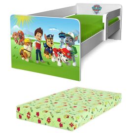 Pat copii Paw Patrol P1 2-12 ani cu paravane detasabile + saltea Lux