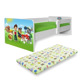 Pat copii Paw Patrol P1 2-12 ani cu protectie laterala detasabila si saltea inclusa