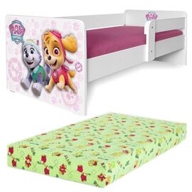 Pat copii Paw Patrol P1 Pink 2-8 ani cu paravane detasabile/interschimbabile + saltea Lux