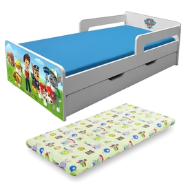 Pat copii Paw Patrol P2L 2-8 ani cu sertar, paravane detasabile + saltea Lana