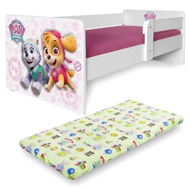 Pat copii Paw Patrol Pink P1 2-12 ani cu saltea cu lana, protectie laterala detasabila