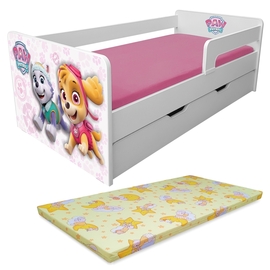 Pat copii Paw Patrol Pink P1L 2-8 ani cu sertar, paravane detasabile + saltea Basic