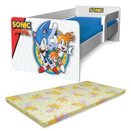 Pat copii Sonic P1 2-6 ani cu saltea Basic si protectie laterala detasabila