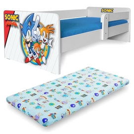 Pat copii Sonic P1 2-8 ani cu saltea si protectie laterala detasabila