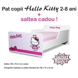 Pat copii Start Hello Kitty 2-8 ani cu saltea cadou
