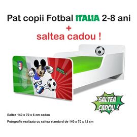 Pat copii Start Start Fotbal Italia 2-8 ani cu saltea cadou